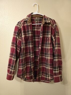 St Johns Bay Red Plaid Button-Up Shirt Jacket